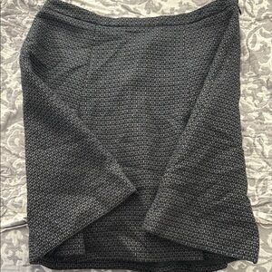 LOFT Black and White Wrap Midi Skirt for Work